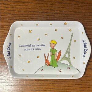 Le Petit Prince Small Rectangular Melamine Tray featuring The Fox & Eiffel Tower